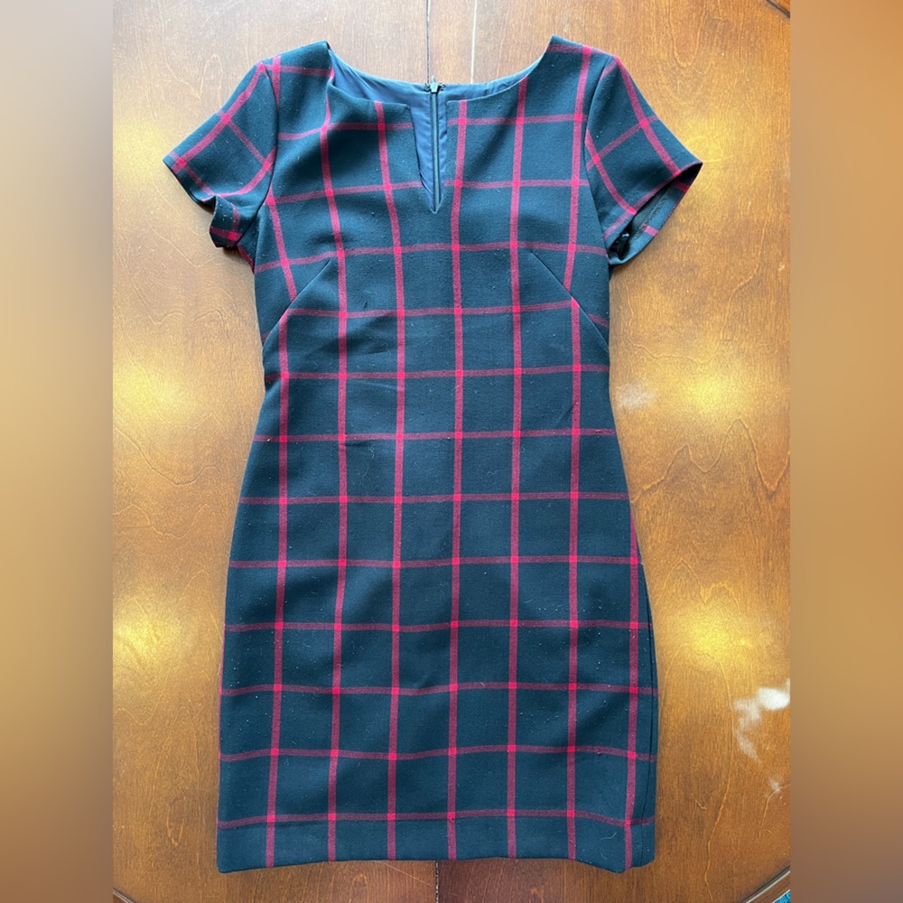 Contemporaine by Simons Navy and Red check dress size 8